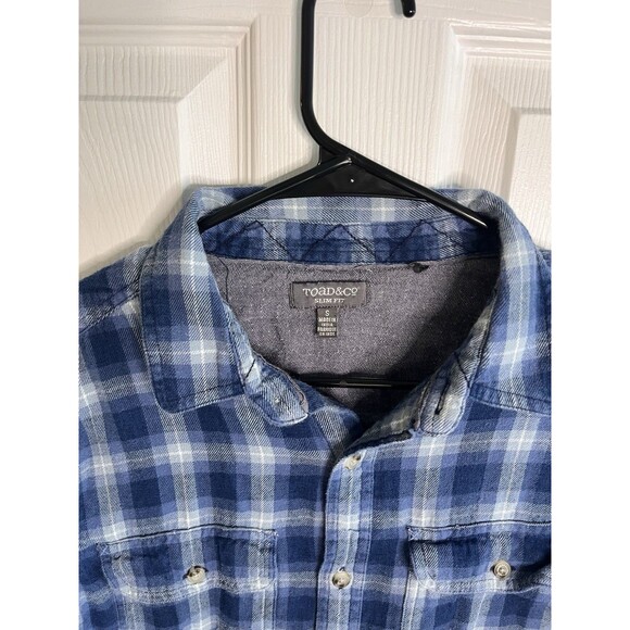Toad & Co Indigo Flannel LS Shirt Slim Mens Size S Camping Outdoor Gorpcore - Picture 2 of 9